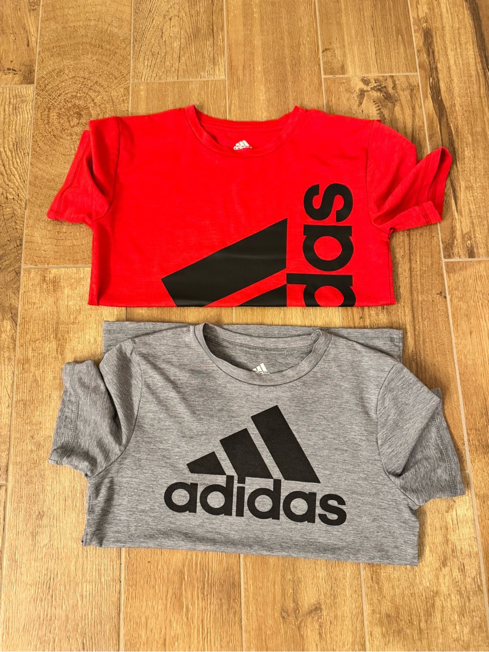 adidas Kids Short-Sleeve Logo Tees in Red and Gray